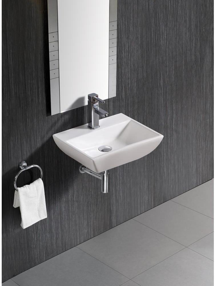 The open space beneath a wall-mounted sink can accommodate people with walkers, canes and wheelchairs. 